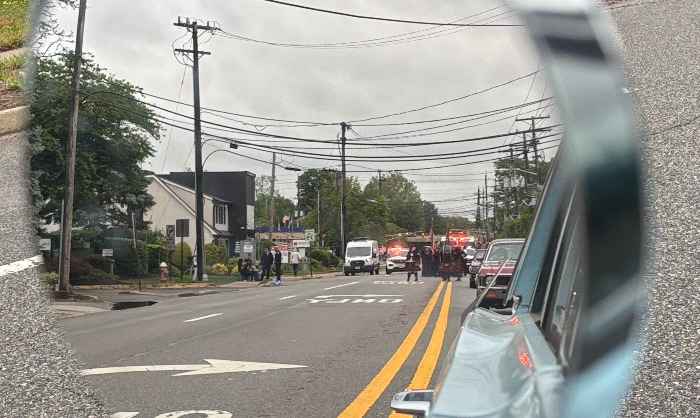 mirror view from parade car