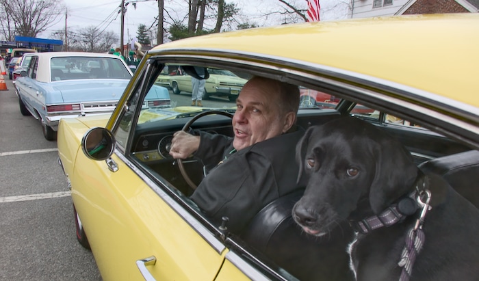 Pete and dog at parade